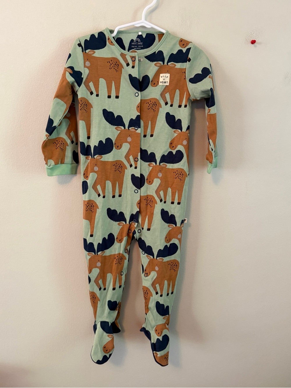 Next Moose Print Kids One-Piece Footsies - Sage Green & Rust